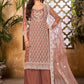 Salwar Suit Net Brown Embroidered Salwar Kameez