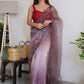 Classic Organza Brown Digital Print Saree