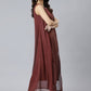 Readymade Style Poly Silk Brown Foil Print Salwar Kameez