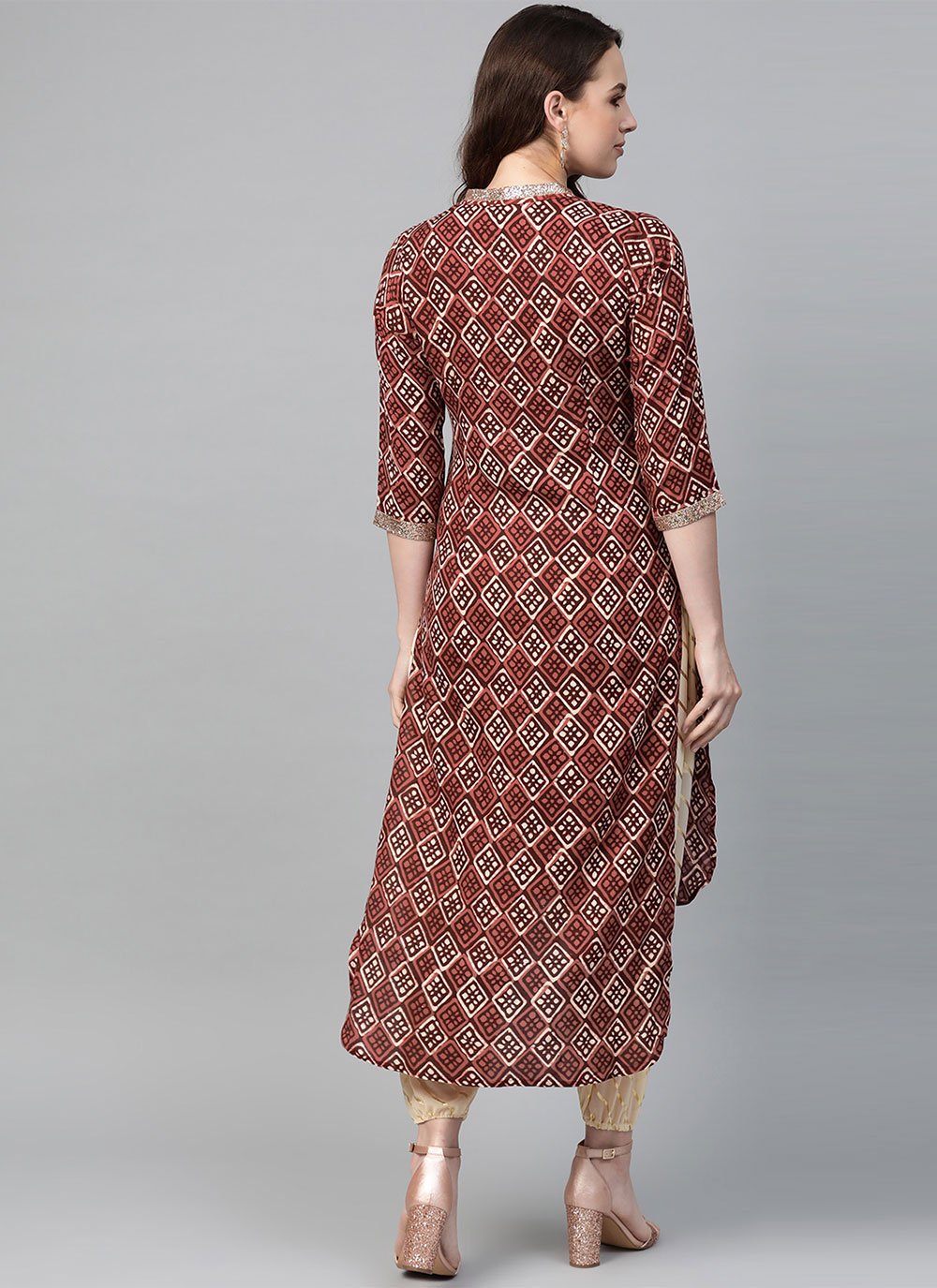 Casual Kurti Rayon Brown Print Kurtis