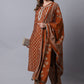 Salwar Suit Cotton Brown Print Salwar Kameez