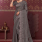 Classic Silk Blend Brown Embroidered Saree