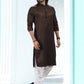 Kurta Pyjama Silk Brown Fancy Work Mens