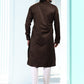 Kurta Pyjama Silk Brown Fancy Work Mens