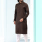 Kurta Pyjama Silk Brown Fancy Work Mens