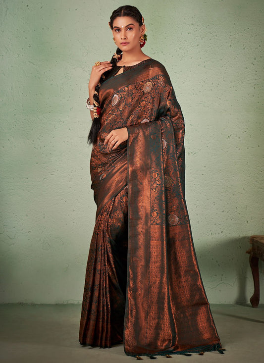 Traditional Saree Georgette Brown Weaving Saree