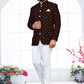 Jodhpuri Suit Velvet Brown Embroidered Mens