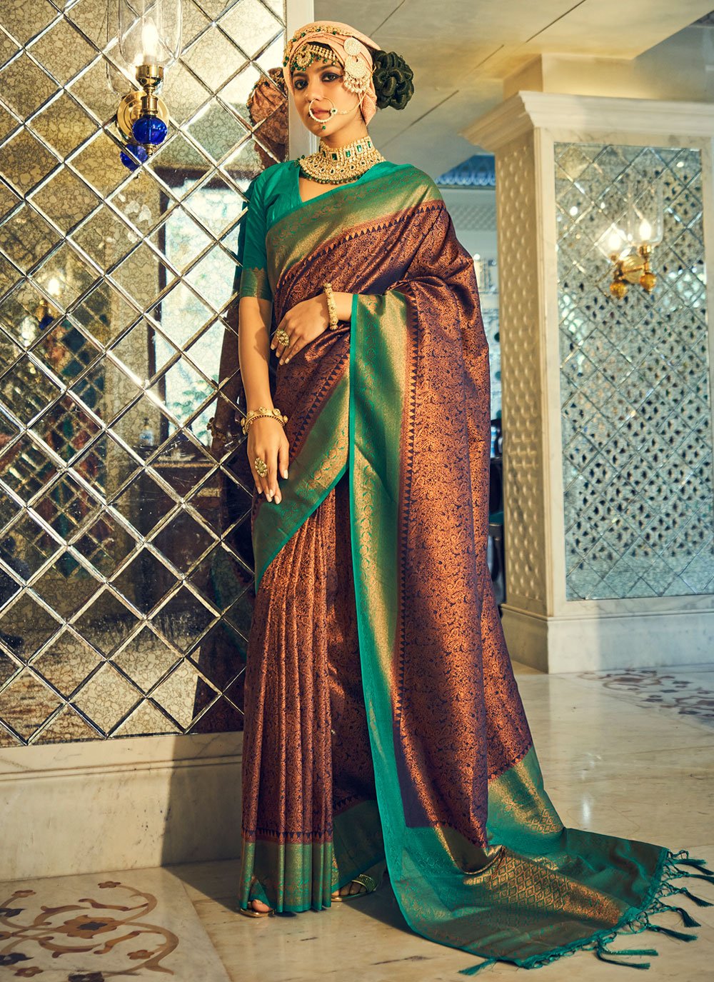 Classic Silk Brown Weaving Saree