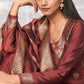 Pant Style Suit Banarasi Silk Brown Woven Salwar Kameez