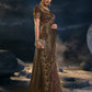 Designer Net Brown Embroidered Saree