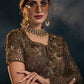 Designer Net Brown Embroidered Saree