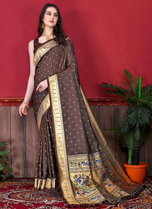 Contemporary Silk Brown Patch Border Saree