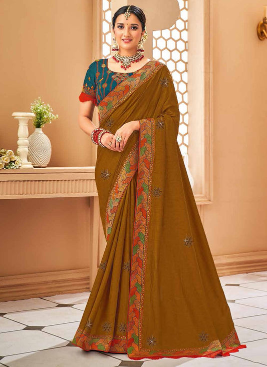 Classic Silk Brown Patch Border Saree