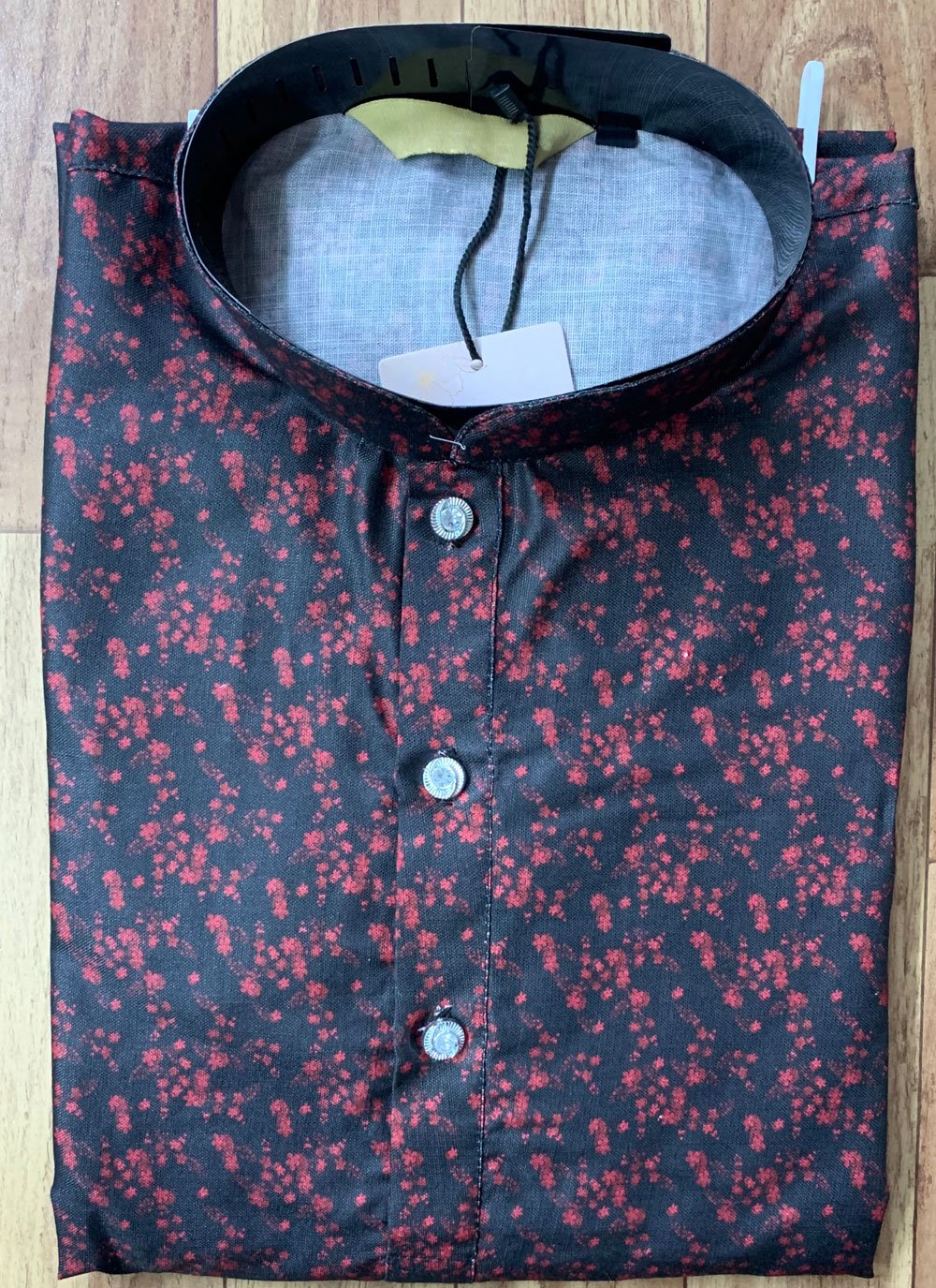 Kurta Pyjama Cotton Burgundy Digital Print Mens