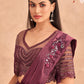 Lehenga Style Saree Silk Burgundy Embroidered Saree