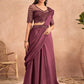 Lehenga Style Saree Silk Burgundy Embroidered Saree