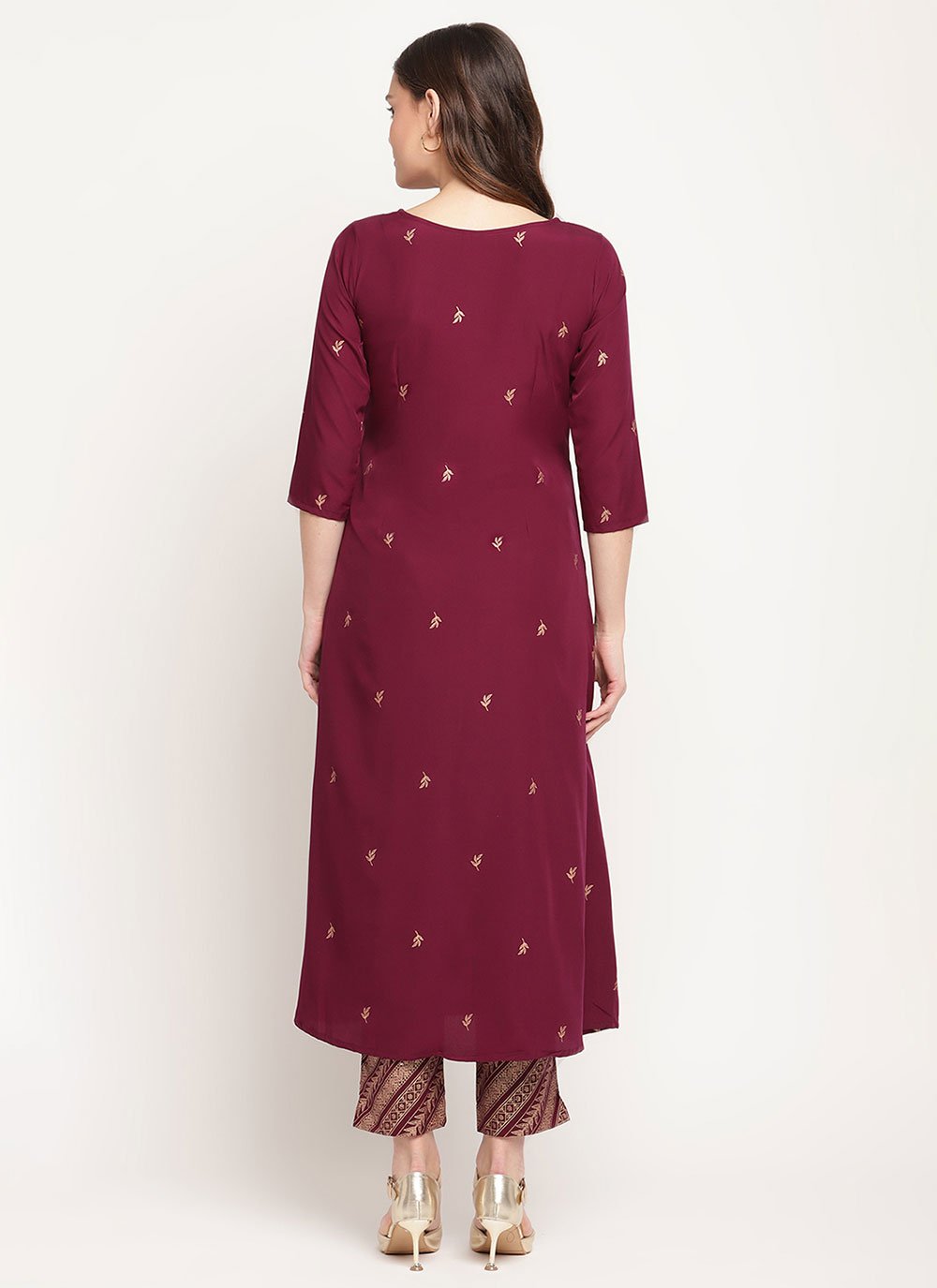 Casual Kurti Crepe Silk Burgundy Print Kurtis