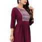 Designer Kurti Rayon Burgundy Embroidered Kurtis