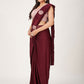 Contemporary Imported Burgundy Plain Saree