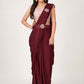 Contemporary Imported Burgundy Plain Saree