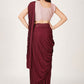 Contemporary Imported Burgundy Plain Saree