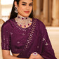 Designer Chinon Burgundy Sequins Saree