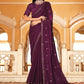 Designer Chinon Burgundy Sequins Saree