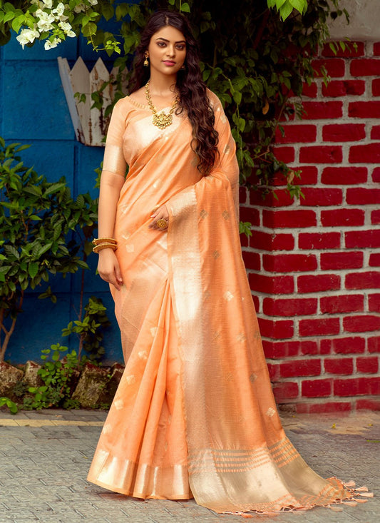 Contemporary Silk Orange Booti Saree