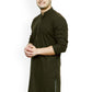 Kurta Blended Cotton Green Buttons Mens