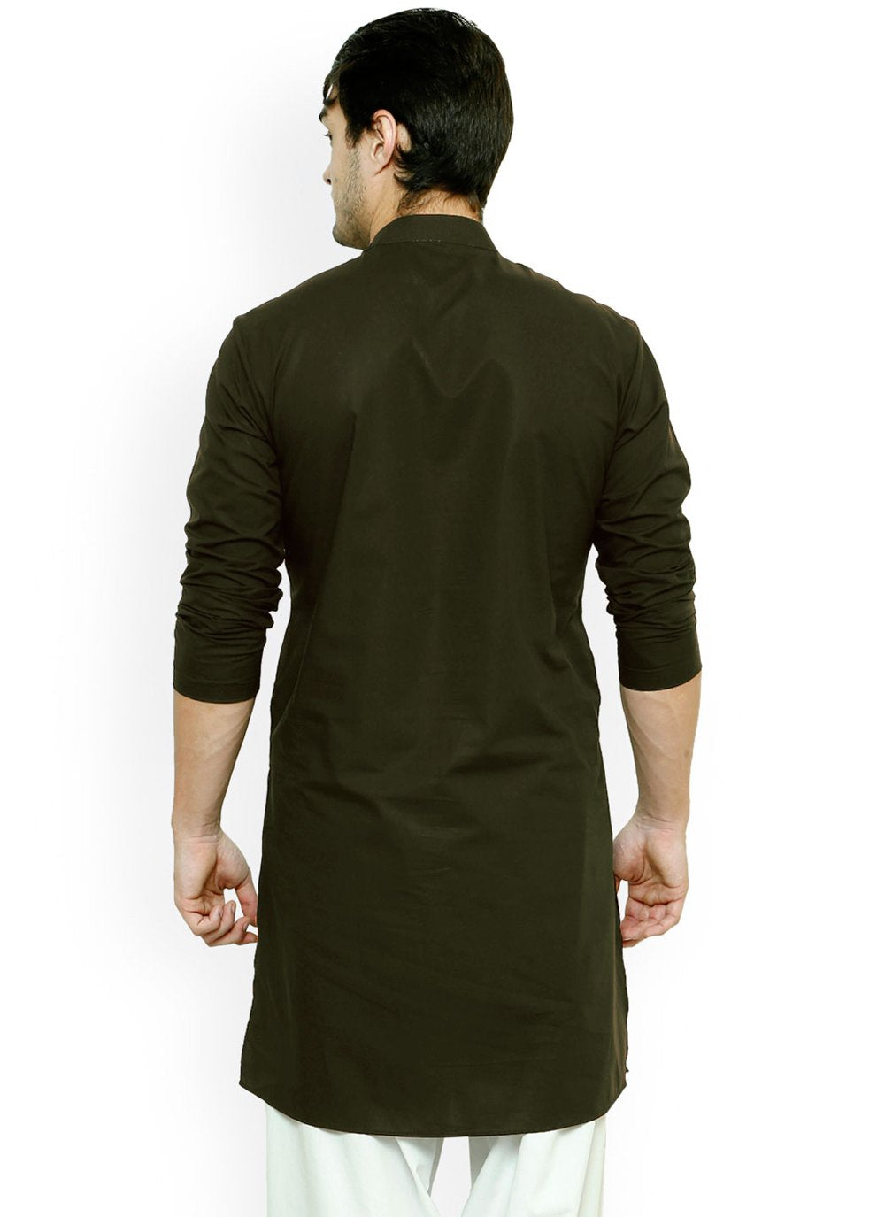 Kurta Blended Cotton Green Buttons Mens