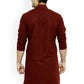 Kurta Blended Cotton Maroon Buttons Mens