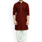 Kurta Blended Cotton Maroon Buttons Mens