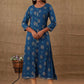 Designer Kurti Rayon Blue Buttons Kurtis