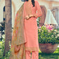 Salwar Suit Pure Silk Peach Buttons Salwar Kameez