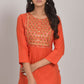 Casual Kurti Rayon Orange Embroidered Kurtis