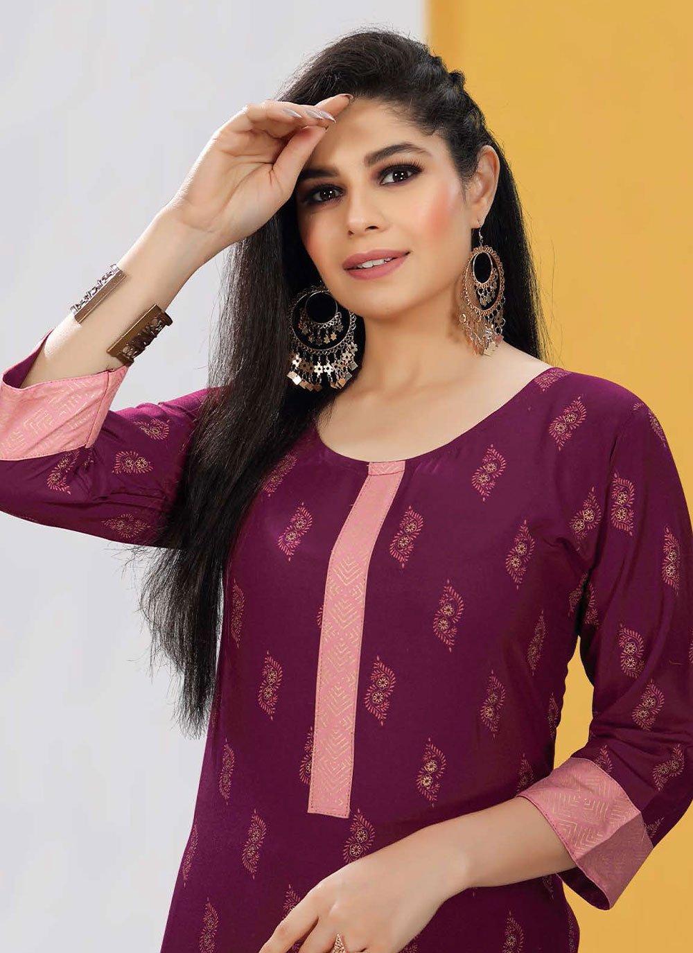 Casual Kurti Rayon Purple Print Kurtis