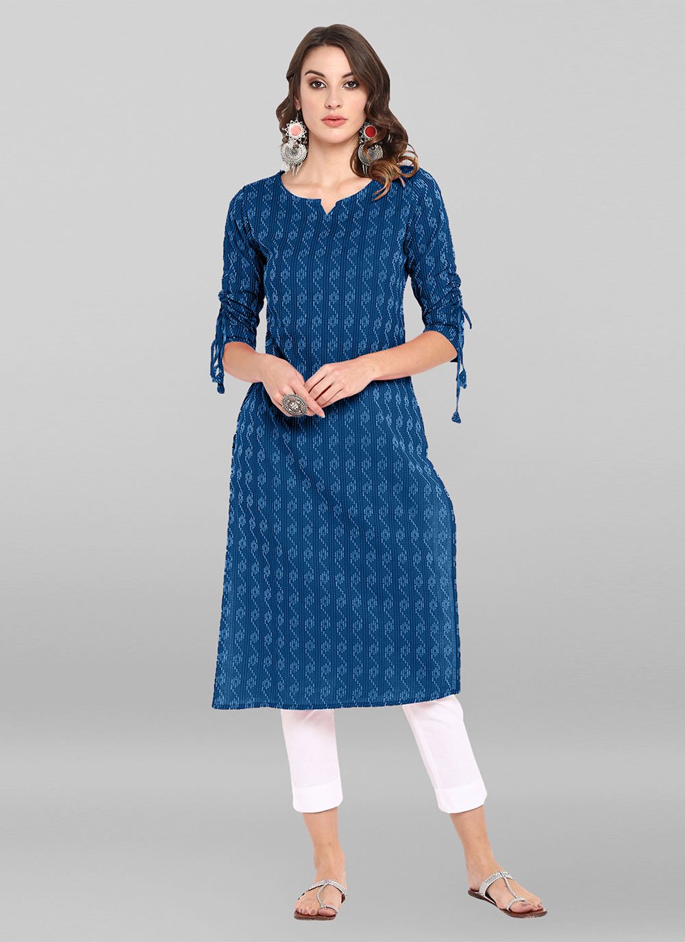 Casual Kurti Cotton Blue Woven Kurtis