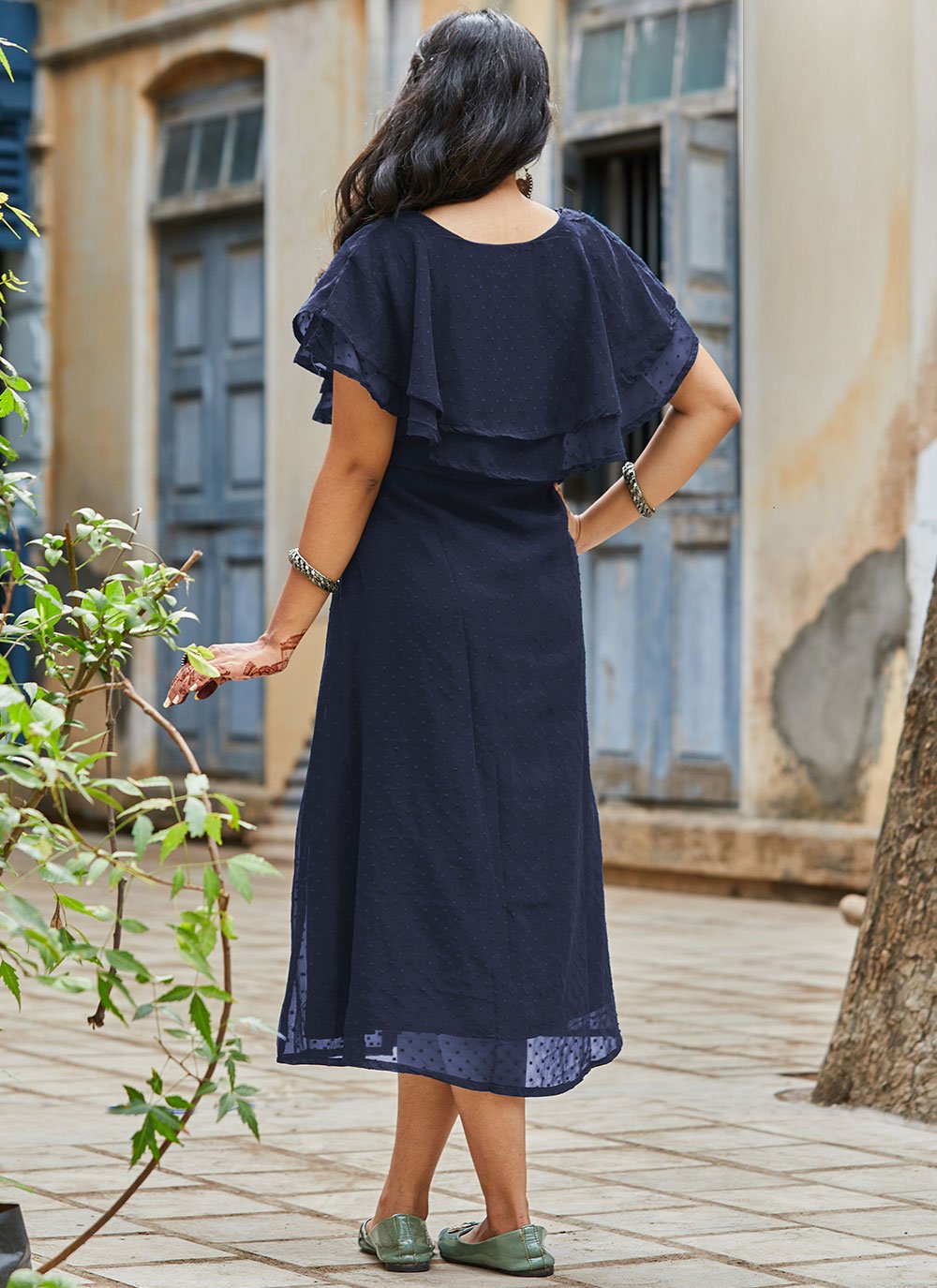 Casual Kurti Georgette Blue Ruffle Kurtis