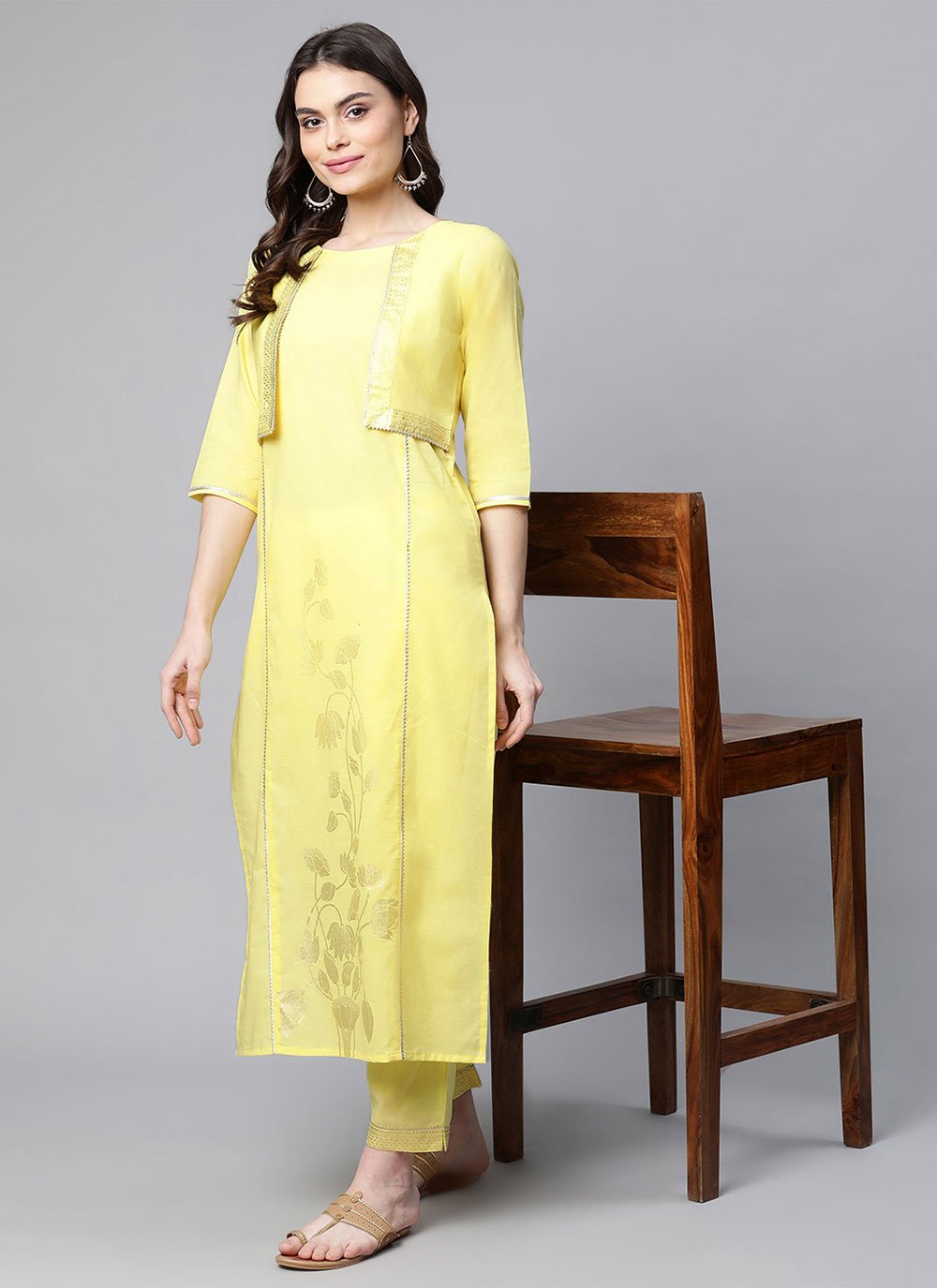 Casual Kurti Cotton Sea Green Foil Print Kurtis