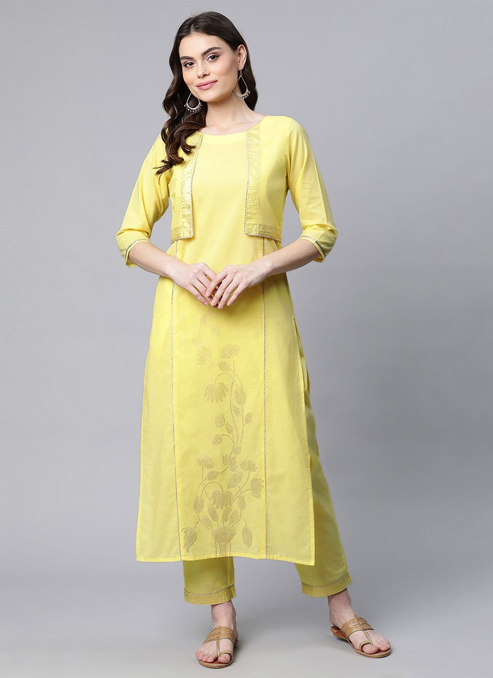 Casual Kurti Cotton Sea Green Foil Print Kurtis