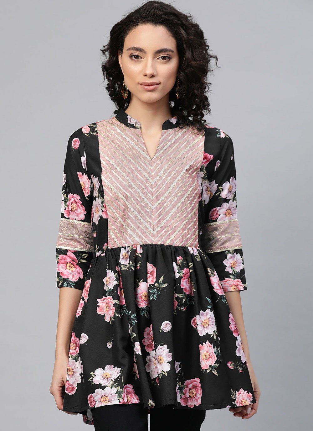 Casual Kurti Rayon Black Digital Print Kurtis