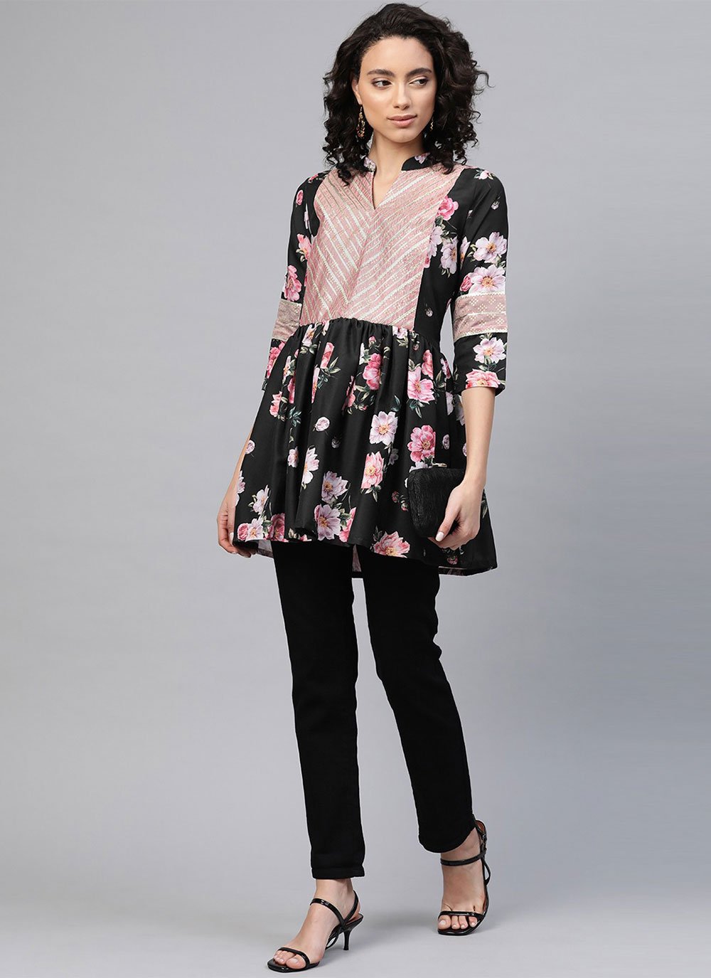 Casual Kurti Rayon Black Digital Print Kurtis