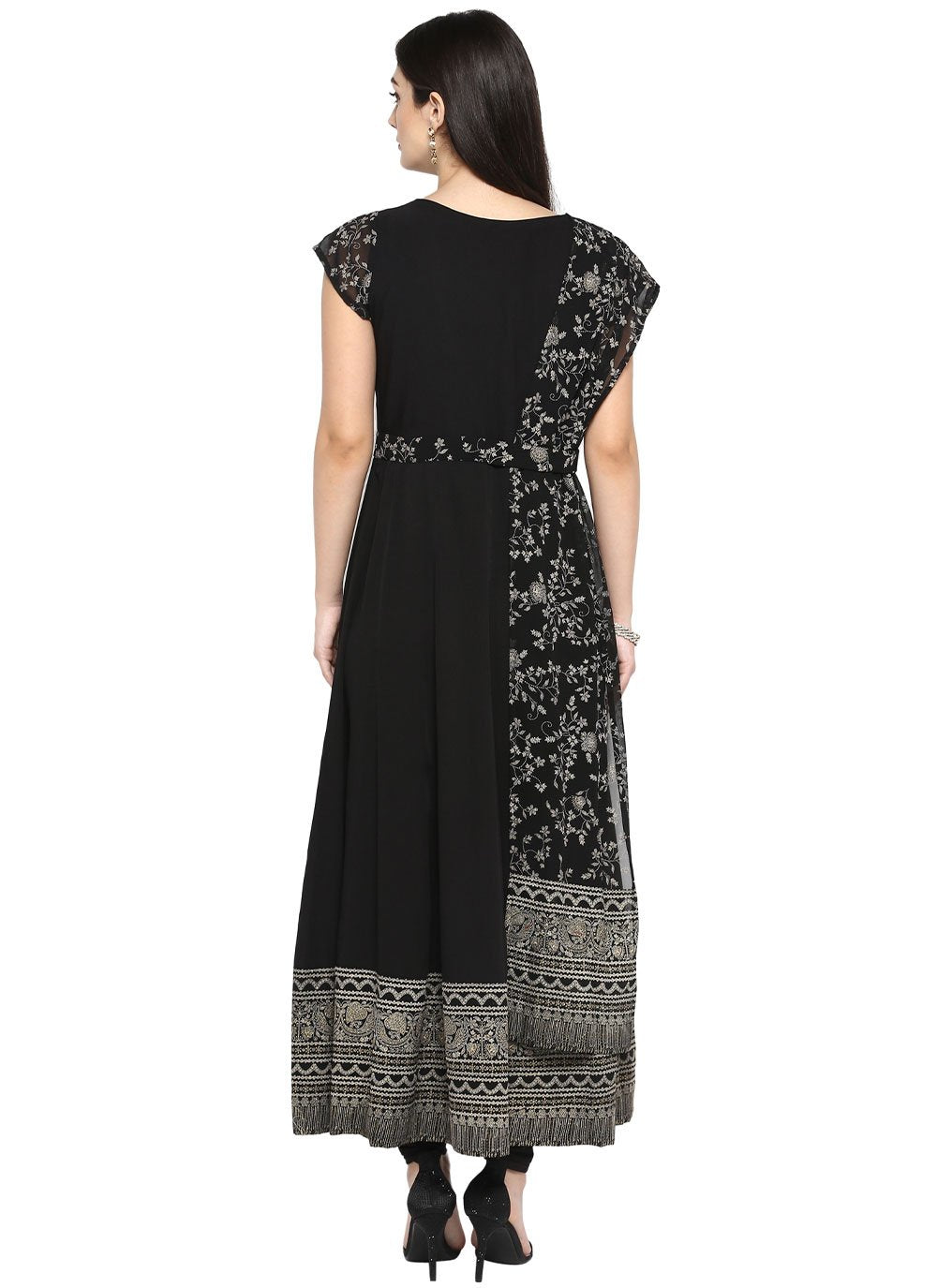 Casual Kurti Crepe Silk Black Patola Print Kurtis