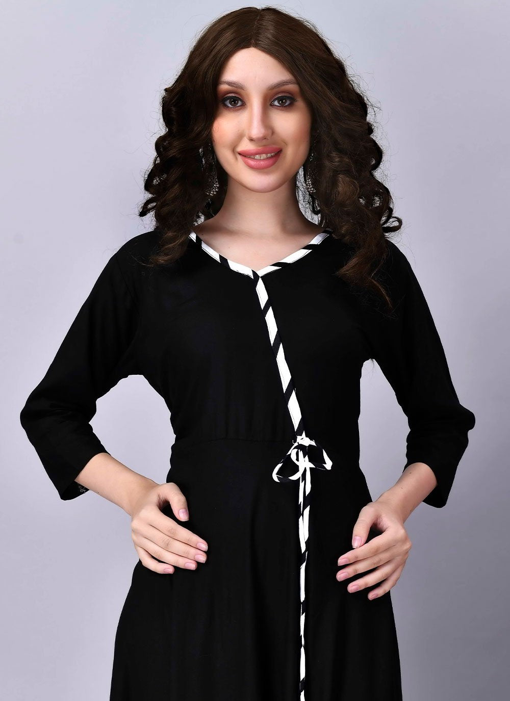 Casual Kurti Rayon Viscose Black Plain Kurtis