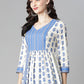 Casual Kurti Cotton Blue White Print Kurtis