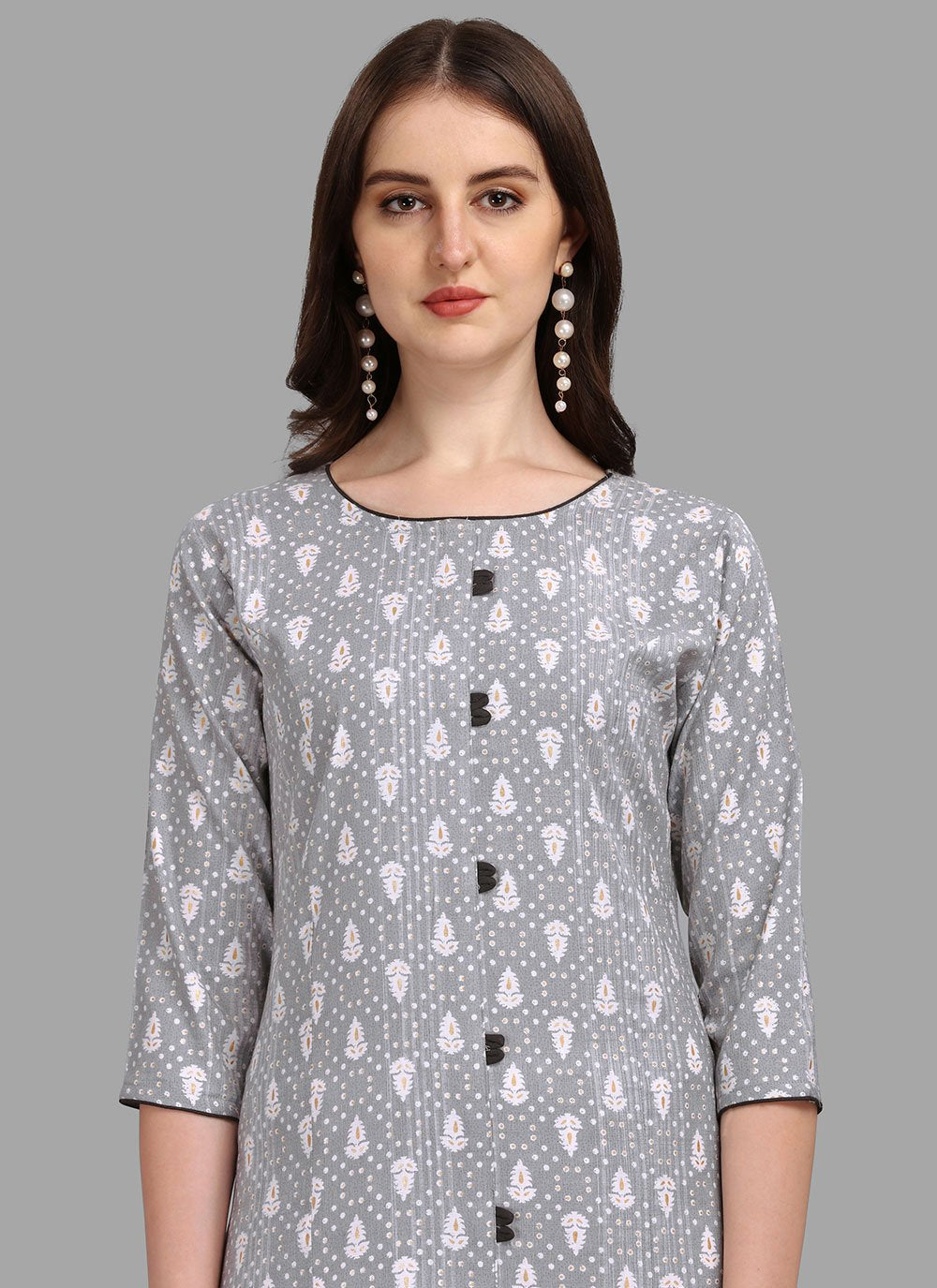 Casual Kurti Rayon Grey Print Kurtis