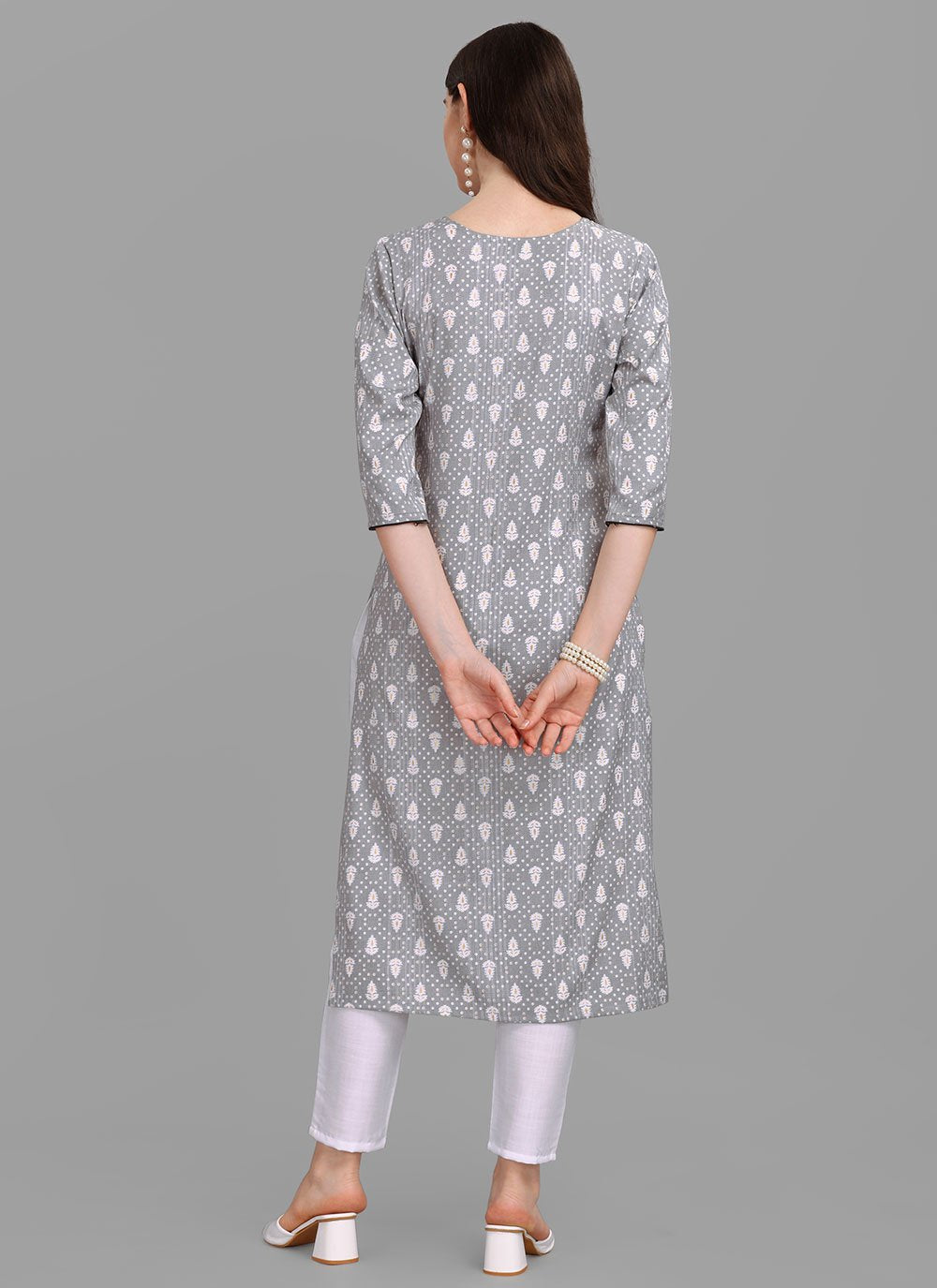 Casual Kurti Rayon Grey Print Kurtis