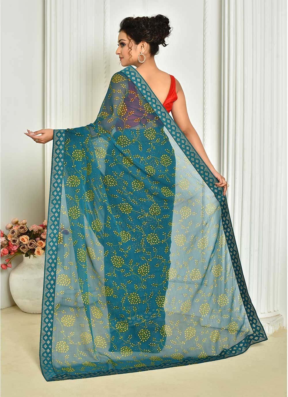 Casual Chiffon Blue Digital Print Saree