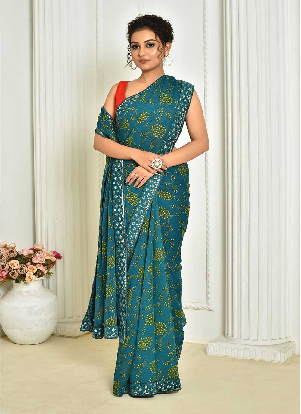 Casual Chiffon Blue Digital Print Saree