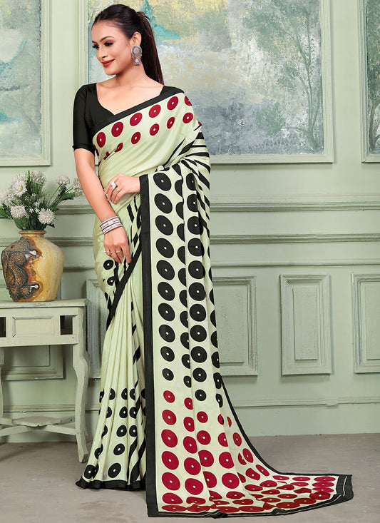 Casual Crepe Silk Sea Green Print Saree